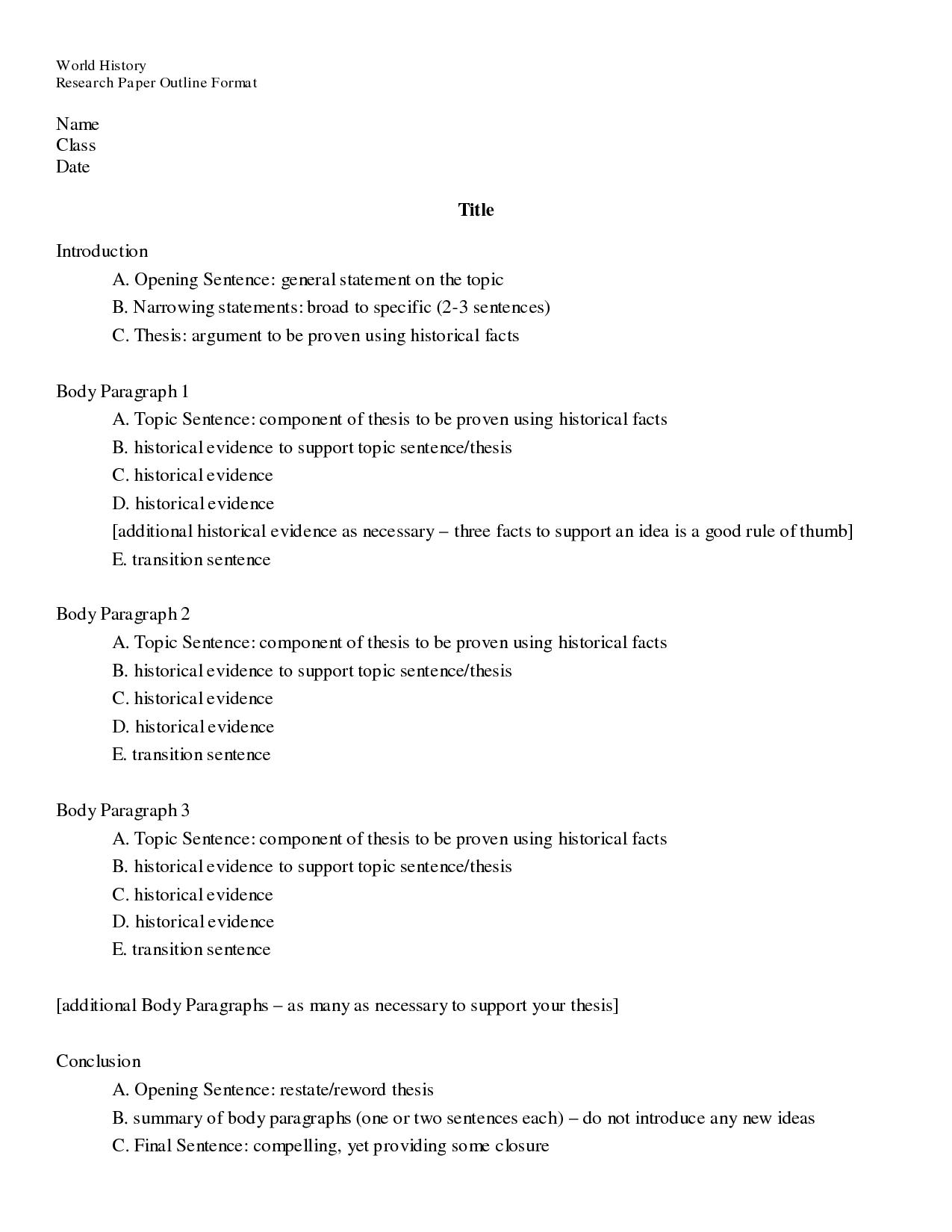 Sample research paper outline person